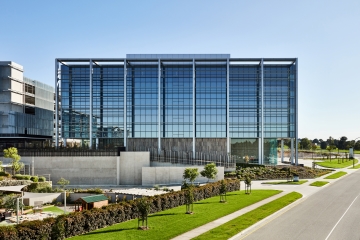 View of Caribbean Park Commercial Offices (Stage 3) by Peter Ryan Architects, from across a road.