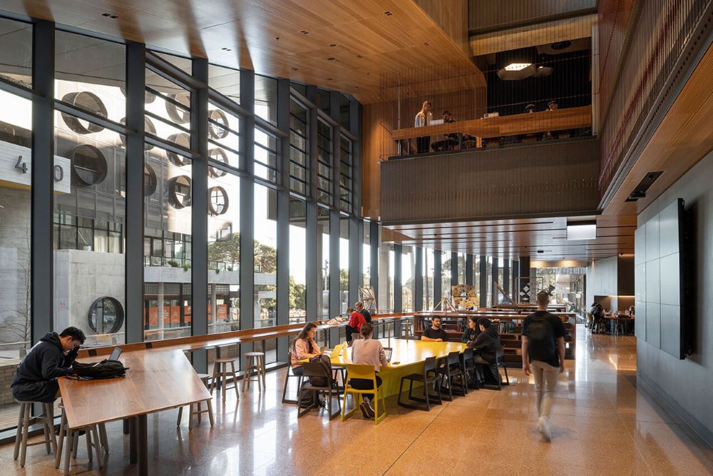 Figure 1. School of Design & the Built Environment, Curtin University, Perth, by Wardle. Designed as a Living Laboratory, elements of the five-storey building are a referential tool for teaching and learning. (Image: Dion Robeson)